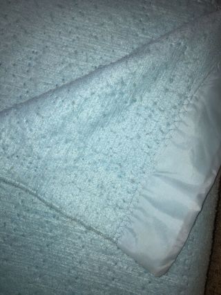 Vintage Blue Twin Automatic Electric Thermal Blanket Satin Trim Heated No Cont 3