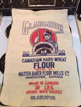 Vintage Gladiator Brand 50 Lb Flour Sack Made In Canada