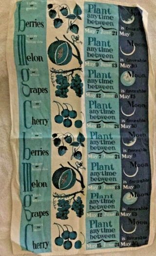 Vintage Linen Tea Kitchen Dish Towel Garden Moon