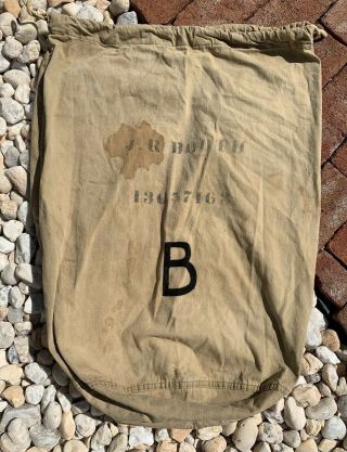 Vintage 40s Us Army Wwii World War 2 Era Tan Canvas Duffel Bag Name