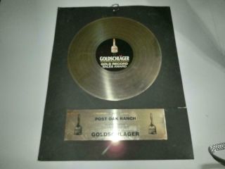 Goldschlager Gold Record Sales Award Post Oak Ranch Promotion Advertising