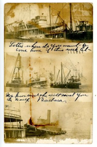 Tivoli Ny - Wreck Of Hudson River Steamer " Saratoga " - Rppc Postcard