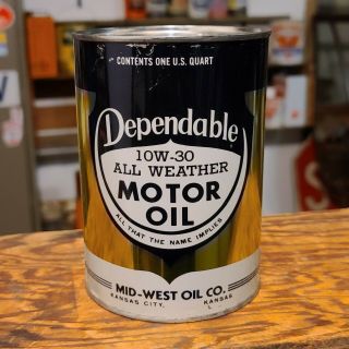 Vintage Dependable Motor Oil Can Quart Qt Metal Tin Empty