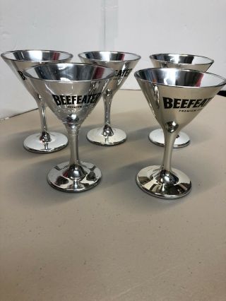 Set Of 5 Beefeater Martini Glasses Premium Gin Stemware Footed Drink Barware