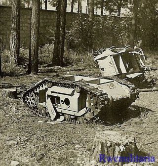 Rare Us Soldier View Abandoned German Goliath Mini Tracked Mine Vehicles