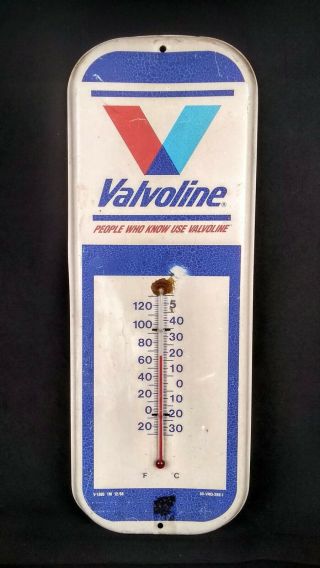 Vintage Valvoline Oil Metal Automotive Collectible Thermometer 16 "