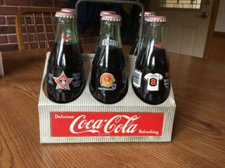 Vintage Coca Cola Coke Metal Aluminum 6 Pack Bottle Carrier With Bottles