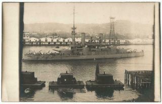 Uss Oregon (bb - 3) U.  S.  Navy Battleship At Portland Or Rppc Real Photo C.  1910