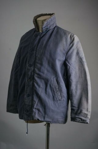 Vtg Golden Fleede N - 1 N1 Blue Deck Jacket Size 44 Ideal Zipper