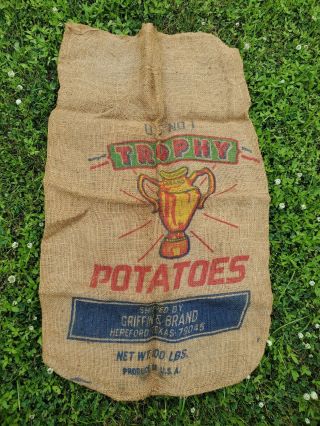 Vintage Burlap Potato Trophy Brand Usa Texas Burlap 100 Lb Sack Bag