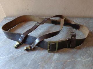 Vtg Old Ww2 Wwii German Wehrmacht Officer 54,  7 " Leather Uniform Belt & Strap