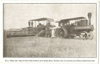 Postcard 25 H.  P.  Aultman - Taylor Engine Tractor By Dooley Bros.  Nicolaus,  Ca.