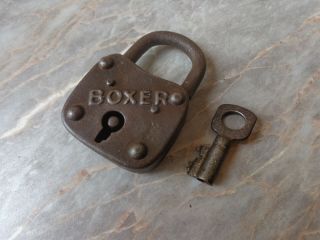 Vtg Old Rare Wwii Ww2 German Wehrmacht Boxer " Volm " Metal Padlock Lock With Key