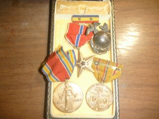 Ww2 Us Military Bronze Star Medal Coffin Box W/ Sterling Bronze Medal
