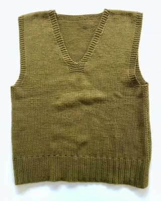 Ww2 Us Army Sweater Vest Red Cross Size 40 Medium Hand Knit