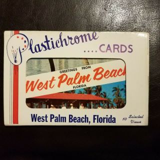 Vintage West Palm Beach Florida 13 Postcard Set Plastichrome Nos