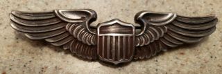 Ww2 Us Army Air Corps Pilot Wings Sterling Silver Pinback Wwii 3 Inch