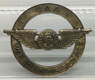 Wwii Caa War Training Service Pin Badge 2 1/4” Sterling