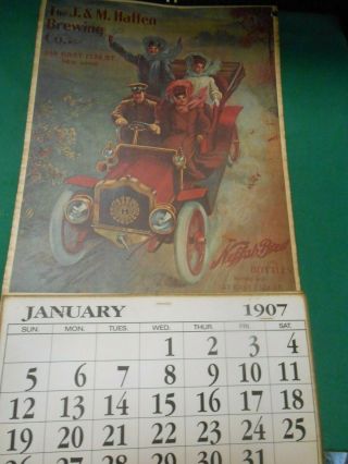 Great Vintage Calendar The J & M Haffen Brewing Co.  1907 - - - Postage Usa