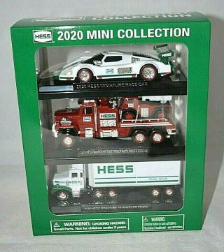 2020 Hess Mini Truck Set Race Car Fire Truck & Ladder Rescue 18 - Wheeler