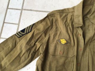Identified WWII US Airborne division wool shirt with patches 16/32 2