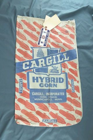 Vintage 1947 Cargill Seed Corn Cloth Sack Mpls.  Minn Hybrid Bag " Poison Treated "
