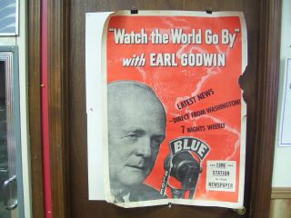 Vintage Poster Of Earl Godwin Radio Host Of Watch The World Go By 1940 