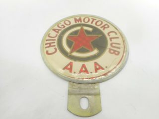 Vintage Aaa Chicago Auto Motor Club Car Advertising License Plate Topper Sign