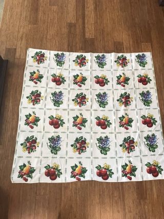 Vintage Tablecloth Cherries Grapes Apples 48” X 48”