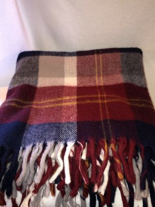 Vintage Faribo Stadium Blanket Made In Usa Red White Yellow Blue Plaid Acrylic