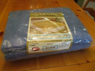 Vintage Cannon Blanket Blue Dover 72 " X 90 " Twin/double Polyester W/ Binding Nip