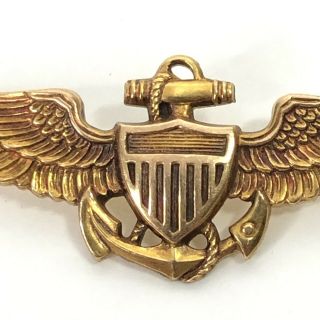 WWII 1/20 10K Gold Filled U.  S.  Navy Naval Aviator Pilot Wings Badge 2