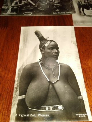 African.  Rppc Real Photo Postcard Of Zulu Women Nude