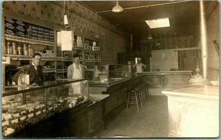 Vintage Tabor,  Iowa Rppc Real Photo Postcard General Store Interior 1914 Cancel