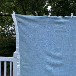 Vintage Kenwood Wool Blanket Blue Twin Size Arondac 2