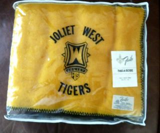 Vtg 100 Wool Faribo Pak - A - Robe Football Stadium Blanket Joliet West Tigers Camp