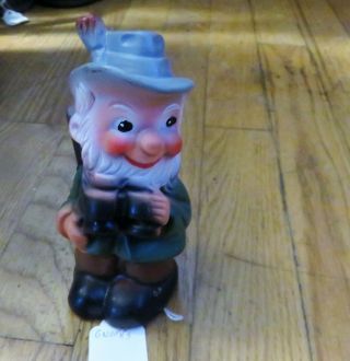 Vintage Rubber Toy - Gnome Bird Watcher