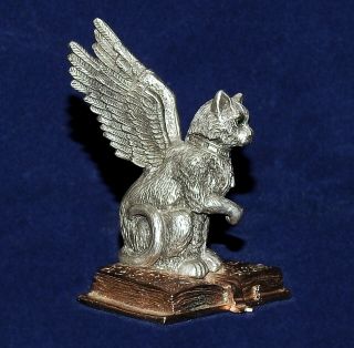 Gallo Fine Pewter Winged Cat On Wizard 