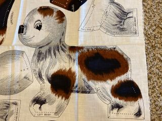Vintage Cut Sew Stuff Puppy Dog Craft Fabric Panel Animal Pillow Toy Doll UNCUT 2