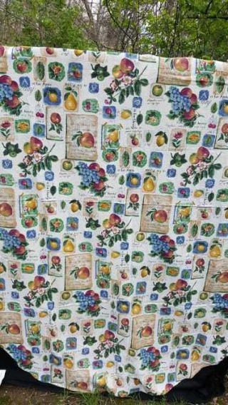 Oval Floral And Fruit Apple Cherry Cotton Tablecloth 60 " X 80 "