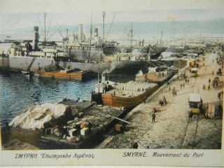 Vintage Smyrna Greece Movement In Port - Steamships Postcard - P26