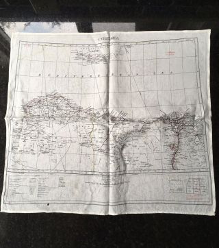 Ww2 Silk Map Double Sided Cyrenaica 1940’s (near Perfect)