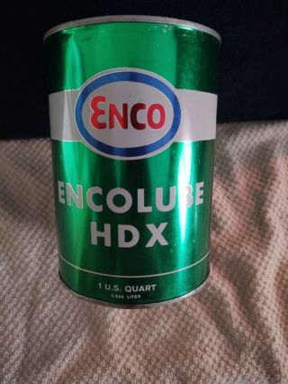 Vintage Enco / Esso 1 Quart Motor Oil Can Sae 30 Empty