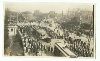 China Shanghai Photo Street Scene With Soldiers & Tram 1930s