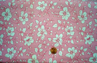 White Floral On Pink Full Vtg Feedsack Quilt Sewing Dollclothes Craft Fabri