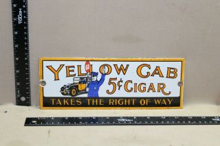 YELLOW CAB CIGAR TOBACCO PORCELAIN METAL SIGN GAS OIL CAR TRUCK GARAGE 2