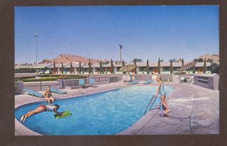 East Kingman Arizona Hill Top Motel Swimming Pool Route 66 Vintage Postcard