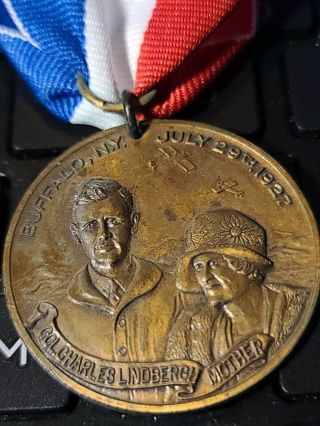 1927 Charles A.  Lindbergh & Mother Buffalo Ny Medal Rare Yes Rare Rare