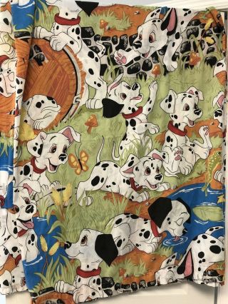 Vintage 1996 Disney 101 Dalmatians Twin Flat Sheet Puppies Dogs Craft Fabric