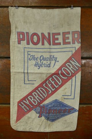 Vintage 1930’s Pioneer Hybrid Seed Corn Bushel Cloth Sack Bag Farm